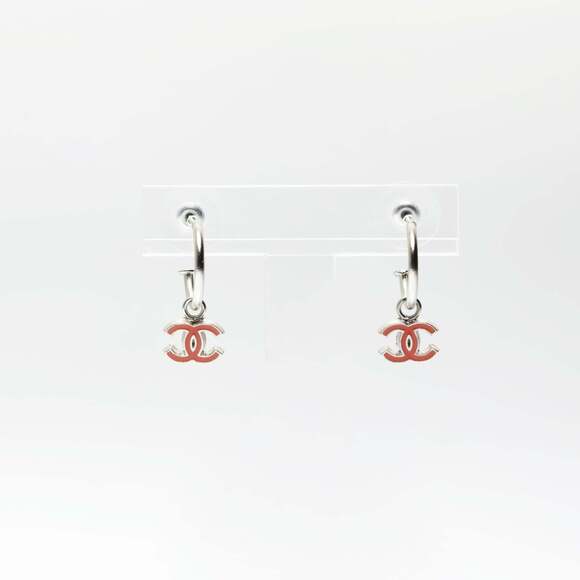 CHANEL Pink Logo Earrings